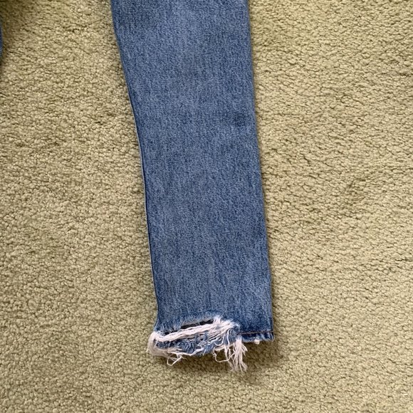 Agolde Riley medium blue cropped high-rise straight-leg crop organic jeans 23 - Picture 7 of 9